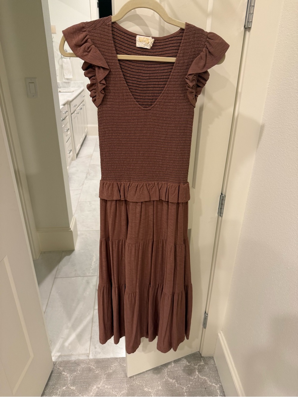 Nation LTD Brown Ruffled Tiered Maxi Dress